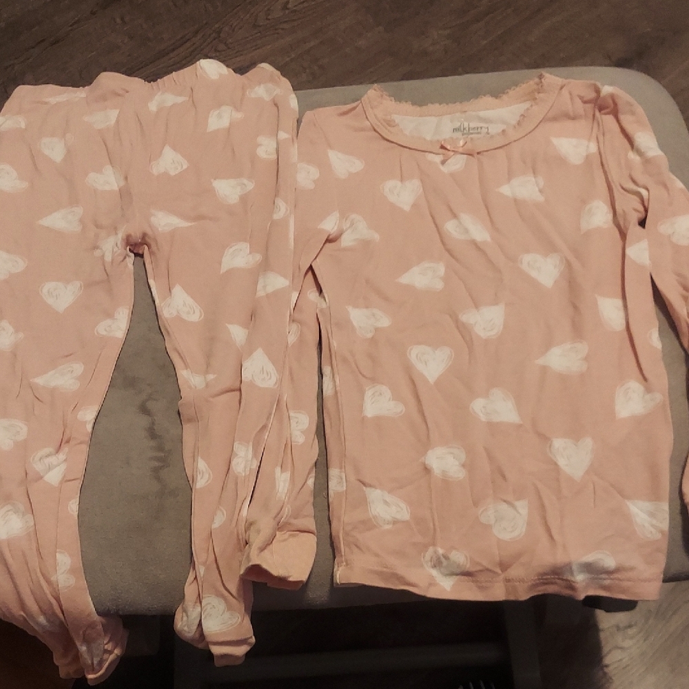 Milkberry Bamboo Pink and White Heart Pajama Set